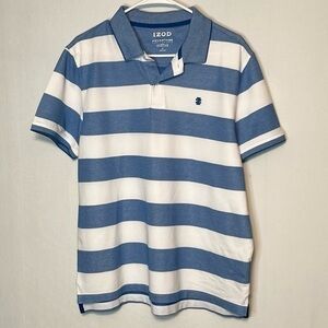 IZOD Advantage Performance Stretch Men’s Polo Shirt Sz M Striped Short Sleeve.